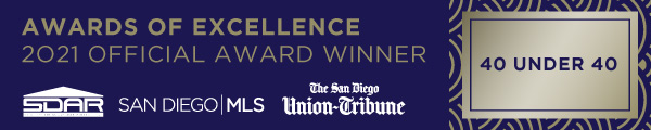 Awards of Excellence 2021 official award winner, 40 Under 40, SDAR and San Diego Union-Tribune