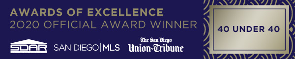 Awards of Excellence 2020 official award winner, 40 Under 40, SDAR and San Diego Union-Tribune